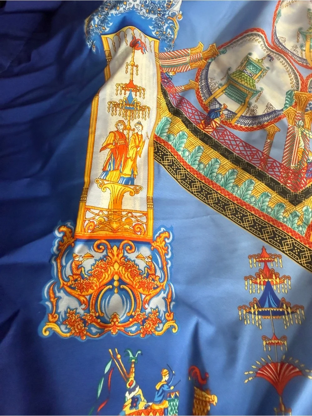 Versace Blue Drawstring Swim Shorts with Gold Accents - Picture 7 of 9